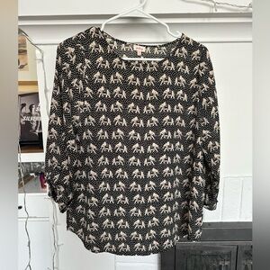 Pixley Black and White Elephant Print Blouse